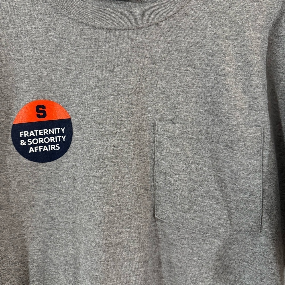 Syracuse University T Shirt Fraternity And Sorority Affairs Gray Men’s Sz Large - Picture 2 of 6